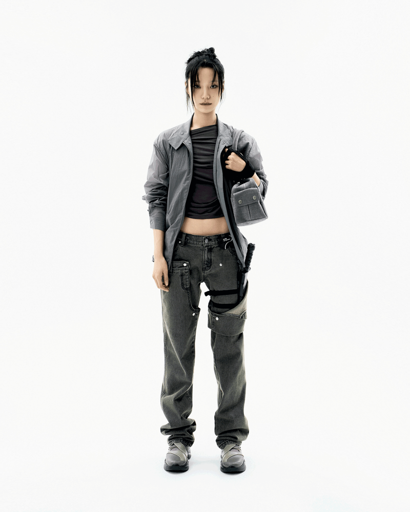 Layered Sheer Blouson / Charcoal