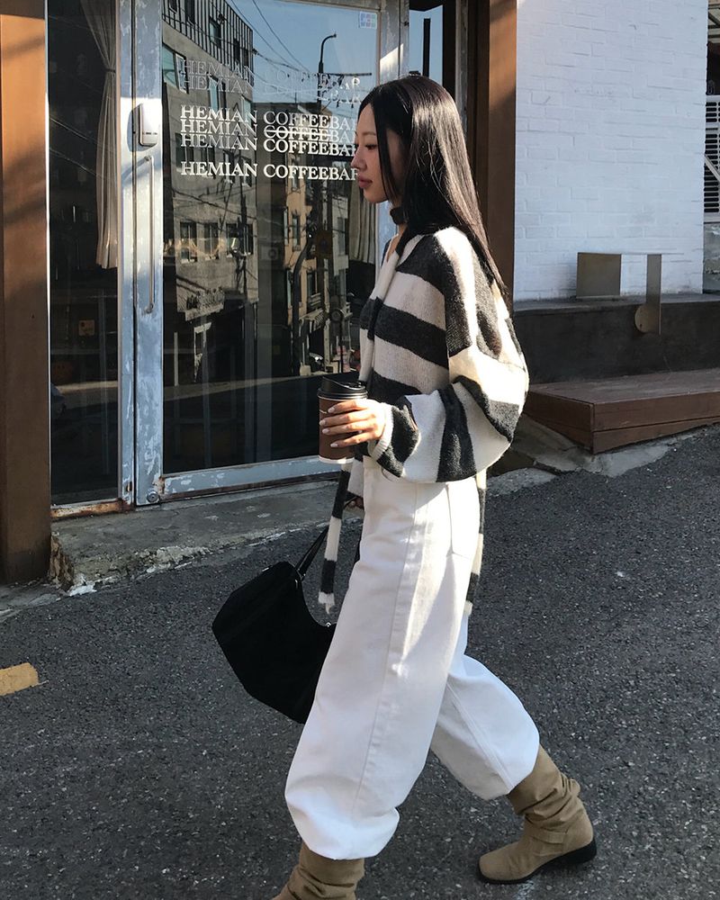 [ORIGINAL] LACKUN Striped Muffler Knit Set