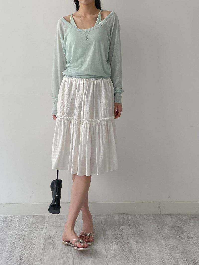INCHANT ME（インチャントミー）の「Shiny Flare Midi Skirt（Skirts）」