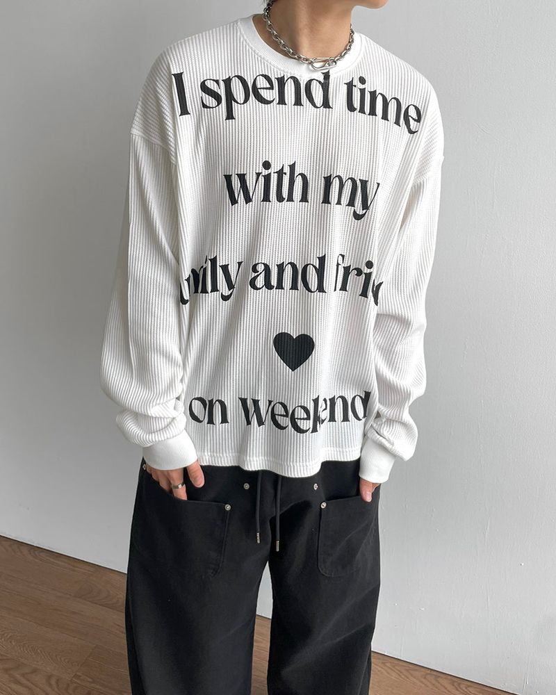 Spend Lettering Waffle Long Sleeve
