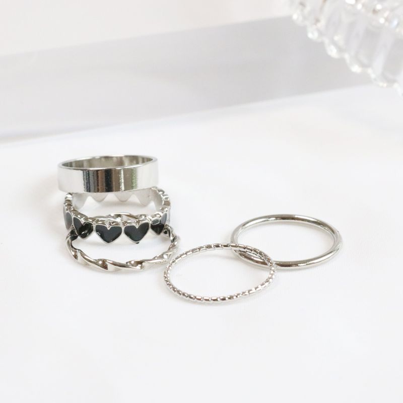 Swan Heart Layered Ring Set