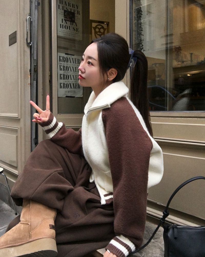 [ORIGINAL] Tard Color-Block Raglan Knit Zip-Up