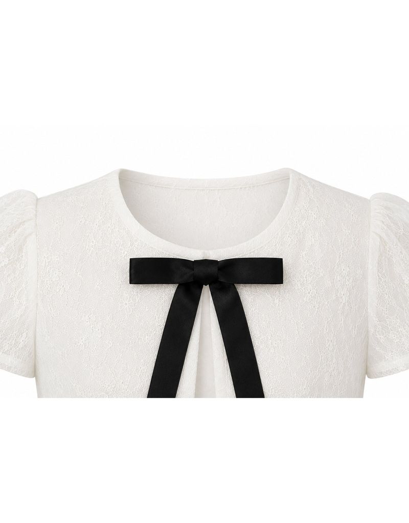 Brielle Ribbon Lace Puff Sleeve Jacket Ivory