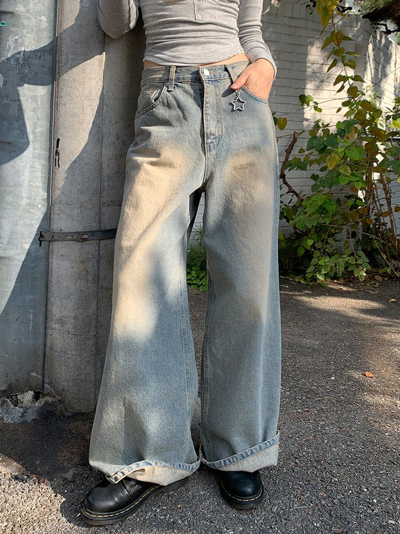 KEYRING WASHED WIDE JEANS