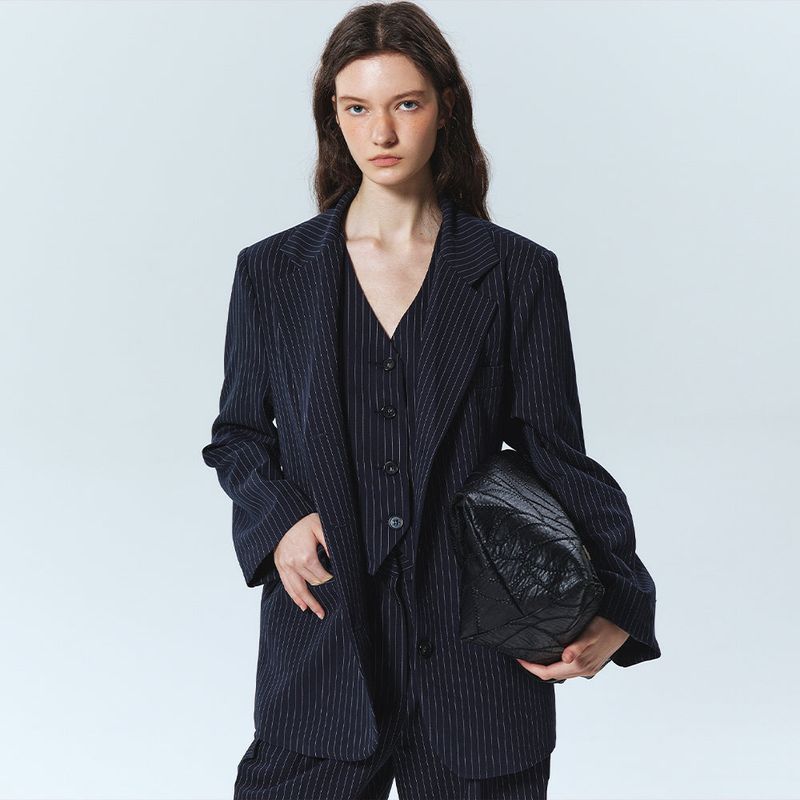 NICK&NICOLE(ニック&ニコール)の「TAILORED STRIPE SINGLE JACKET_NAVY(Jackets/Outerwear)」