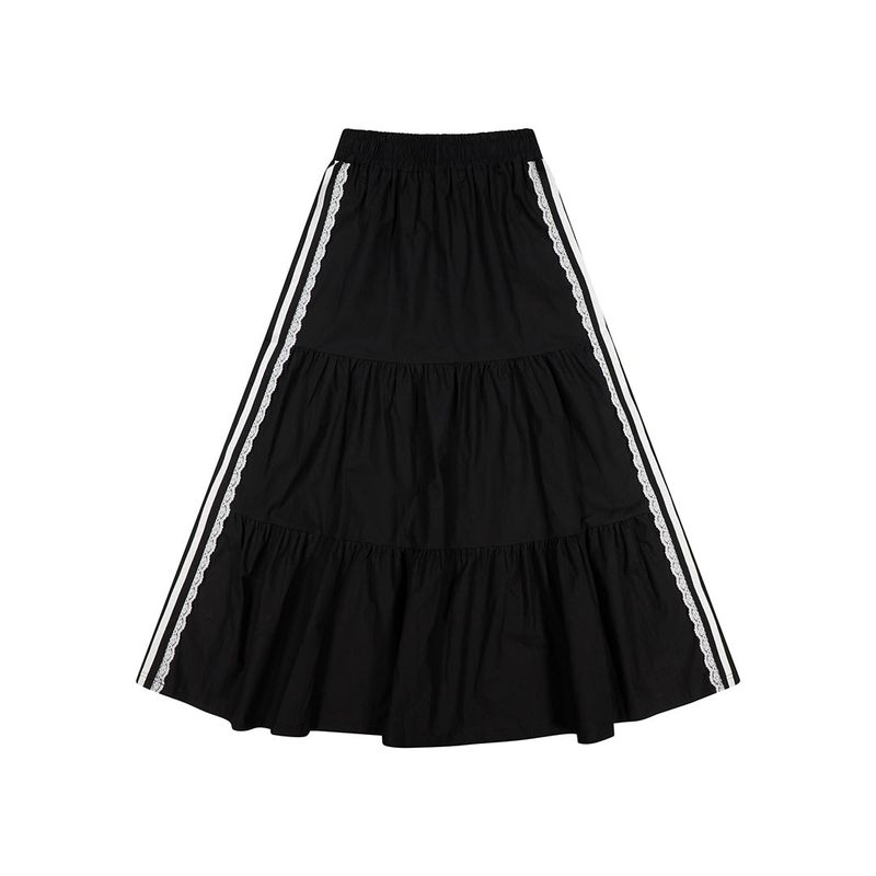 (DUC) Sideline Tiered Long Skirt Black