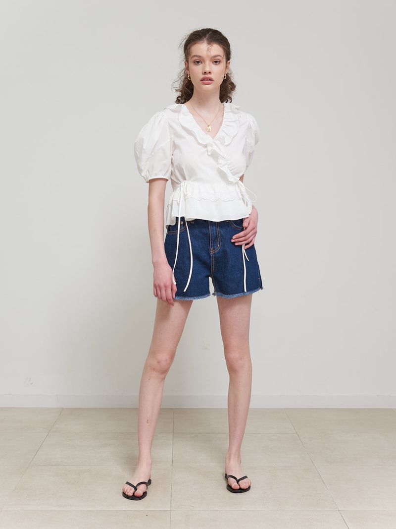AMY RUFFLE DETAIL WRAP BLOUSE_WHITE
