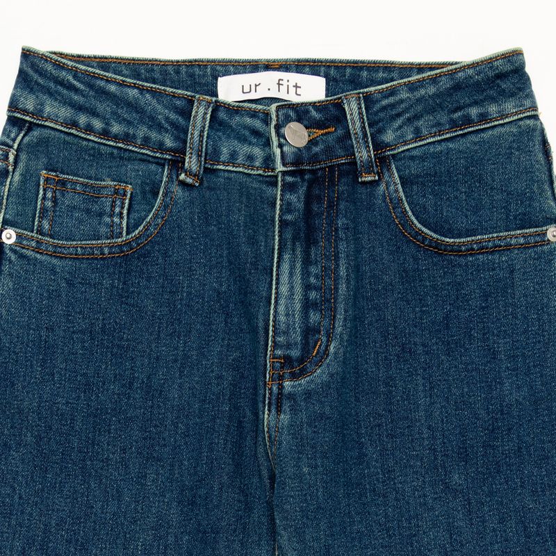 DARK BLUE EMBROIDERED SPANDEX BOOTCUT DENIM PANTS code 18315