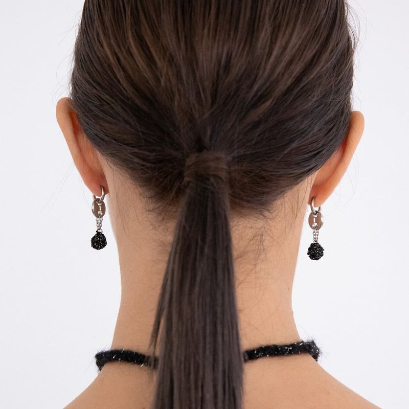 [2way] Drop knitball pendant ring earring
