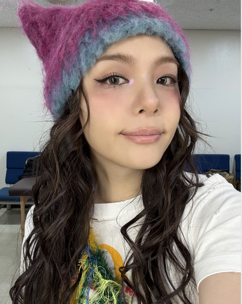 Hand-Brushed Neon blue Crochet Cat Ear Hat
