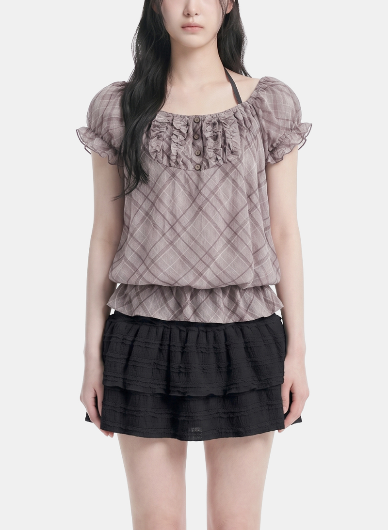 Rielle Plaid Halter Blouse