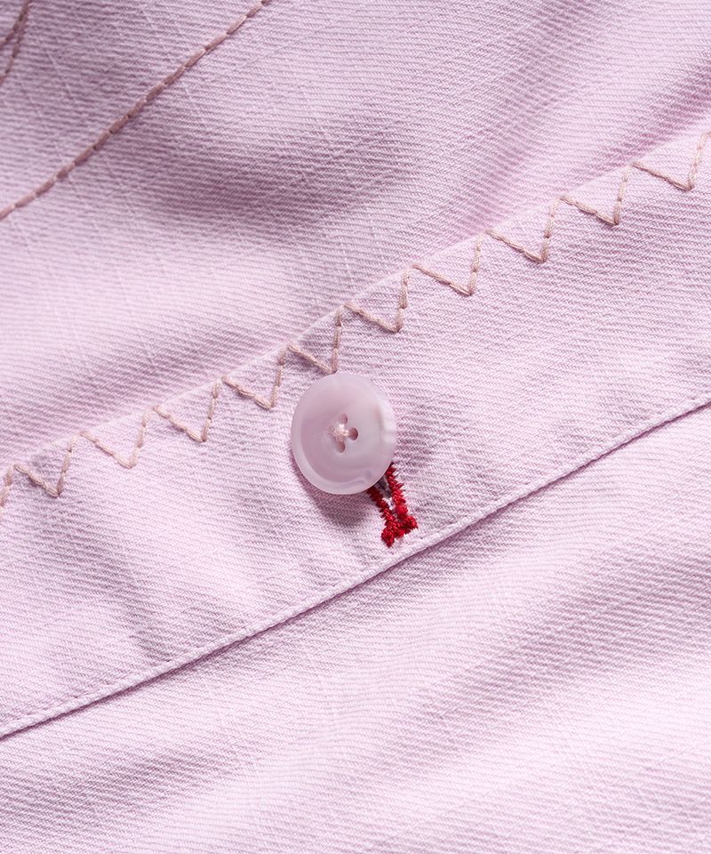 Floral Stitch French Work Jacket - Light Pink