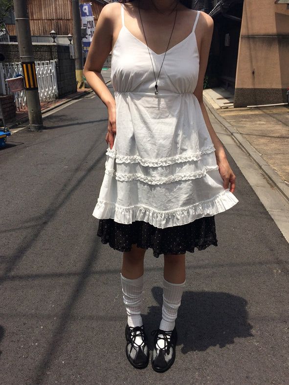 Heon Frill Dot Midi Skirt
