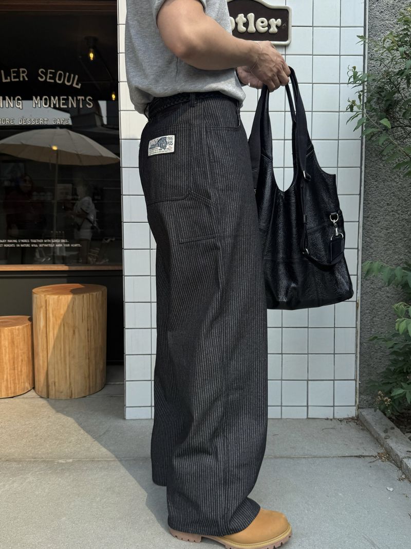 Pint stripe denim pants