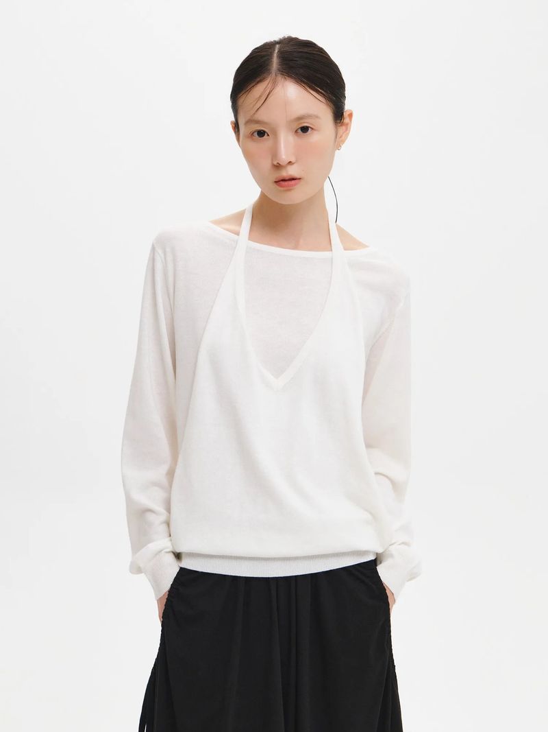 RELAXED HALTER LAYERED PULLOVER
