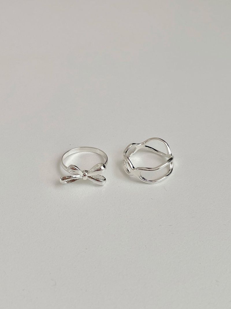 [2 set] Ribbon Twisted Bold Layered Ring Set 