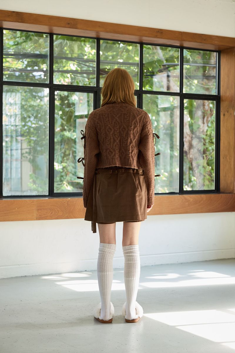 WHIMSICAL WOOL RIBBONE KNIT / BROWN