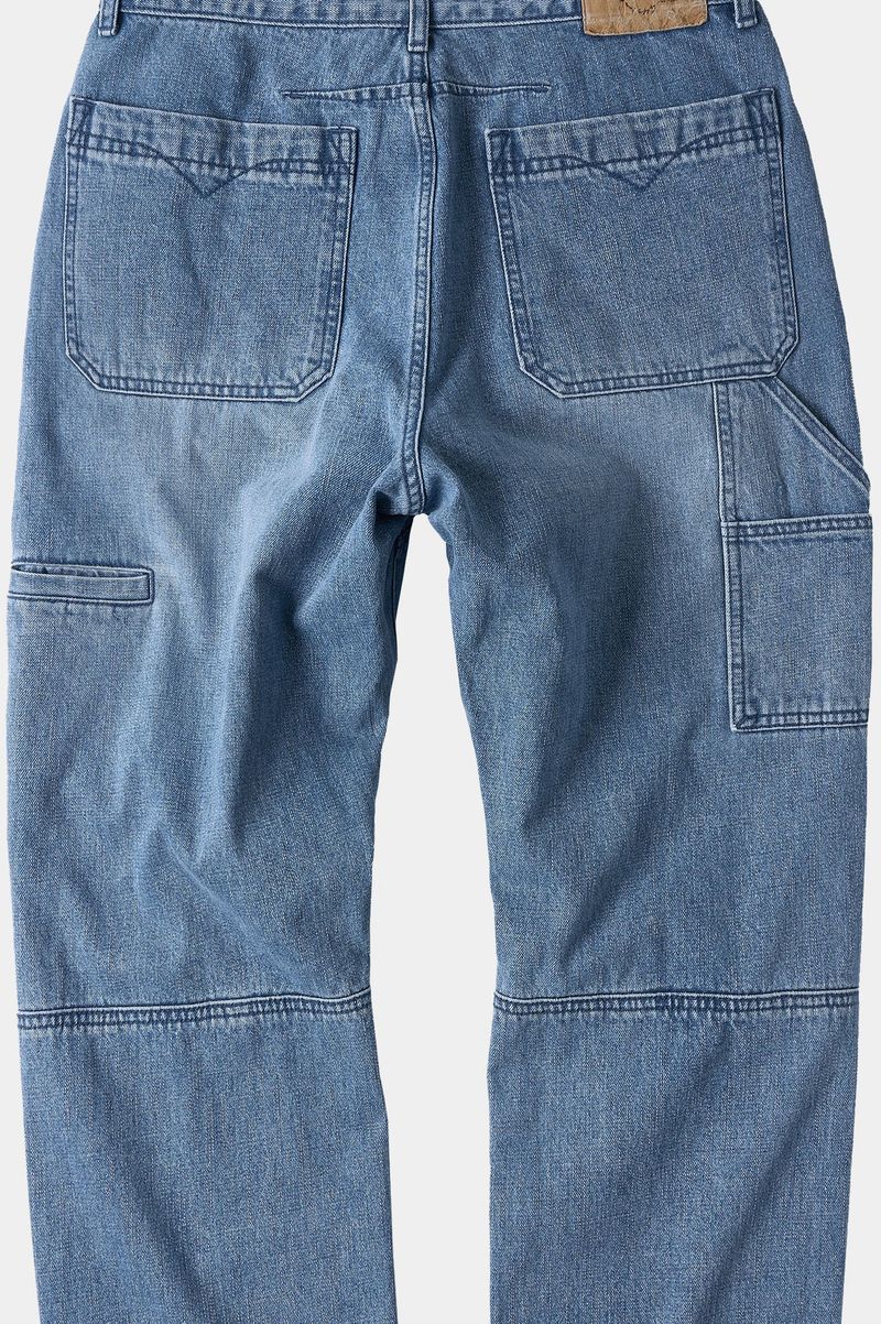 Incision Double Knee Carpenter Pants (Washed Blue)