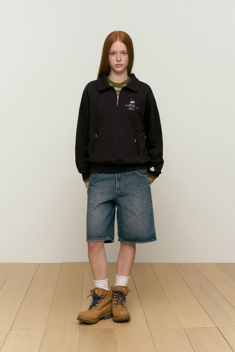 CHERRY ARCH LOGO HALF ZIP UP [DARK BROWN]