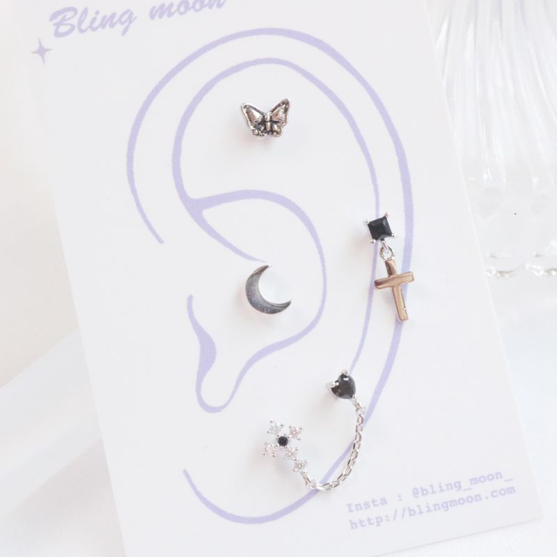 [Styling] Unique Black Piercing Set (4 set)