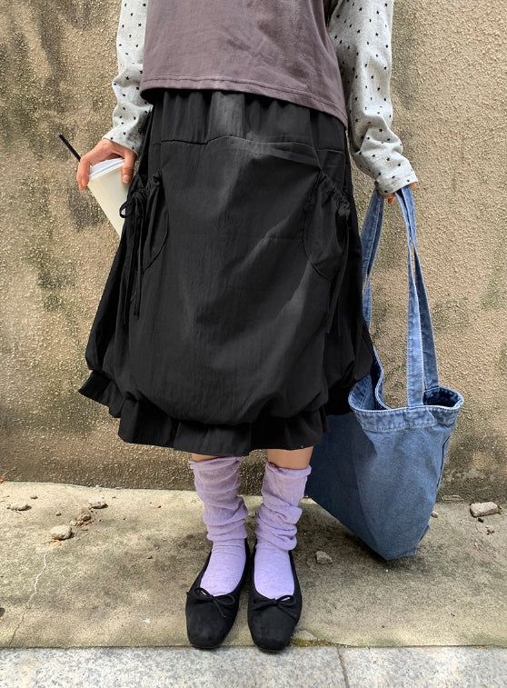 Dorian Pocket Pumpkin Balloon Midi Skirt
