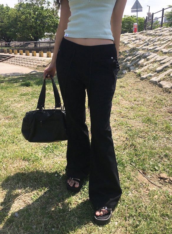 Runho Banding Back Pocket Bootcut Pants