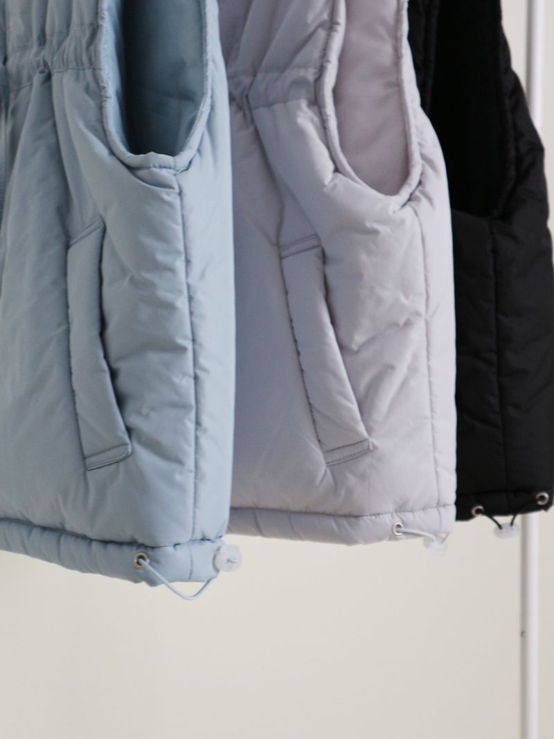 Teddy Ribbon Knot High Neck Cropped Padded Vest (6 ounces)