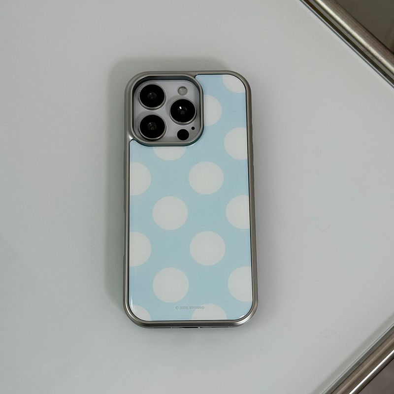 [MADE] silver big dot epoxy bumper case - cloud