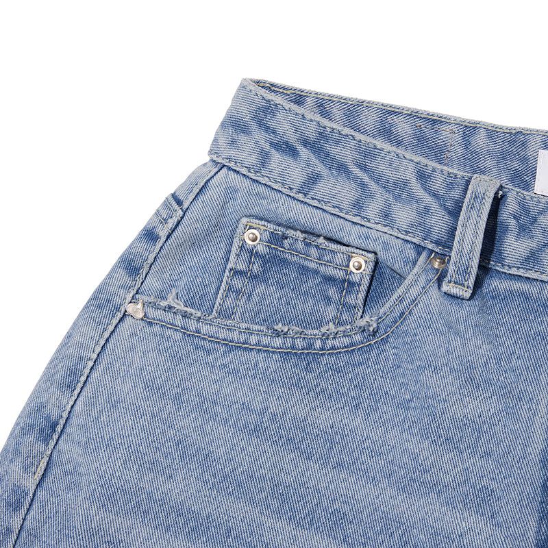 DAMAGE HALF DENIM PANTS [LIGHT BLUE]