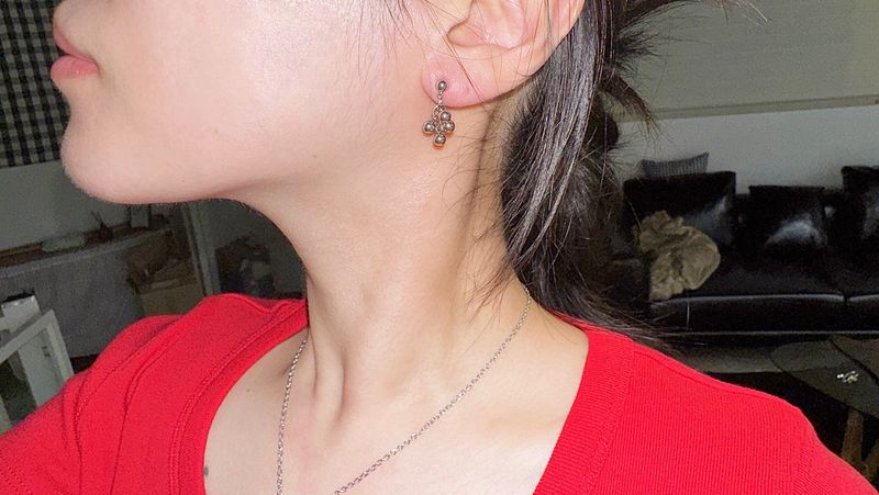 Silver ball drop earring (set)