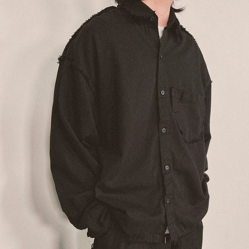 grunge plain shirt_black