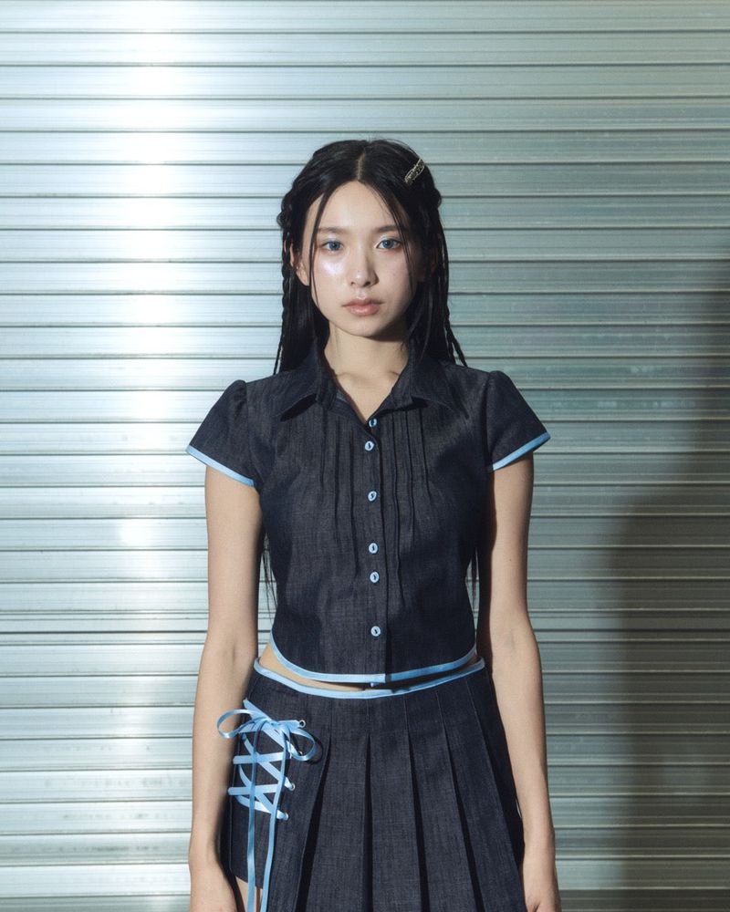 denim eyelet bl - deep blue