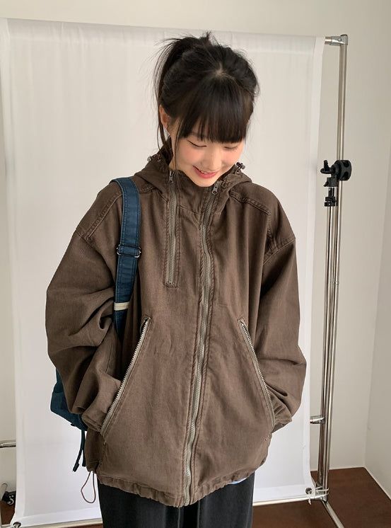 [unisex] Filta Washing Cotton Hood Zip-Up Jacket