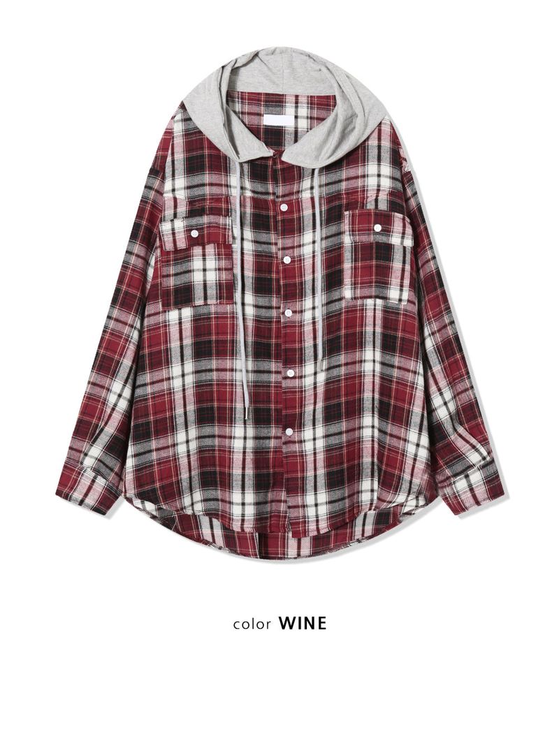 LMN Er Western Checkered Hooded Shirt (3 colors)