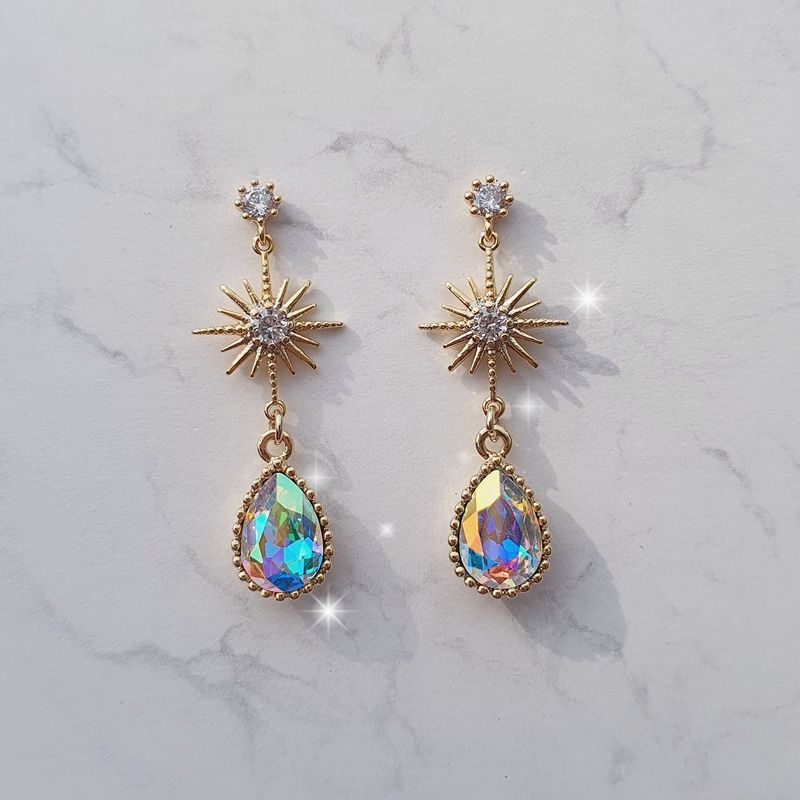 Starry Teardrops Earring - Rainbow
