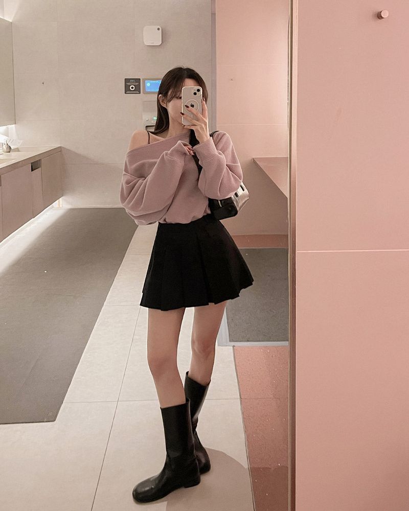 Pocket pleated skirt