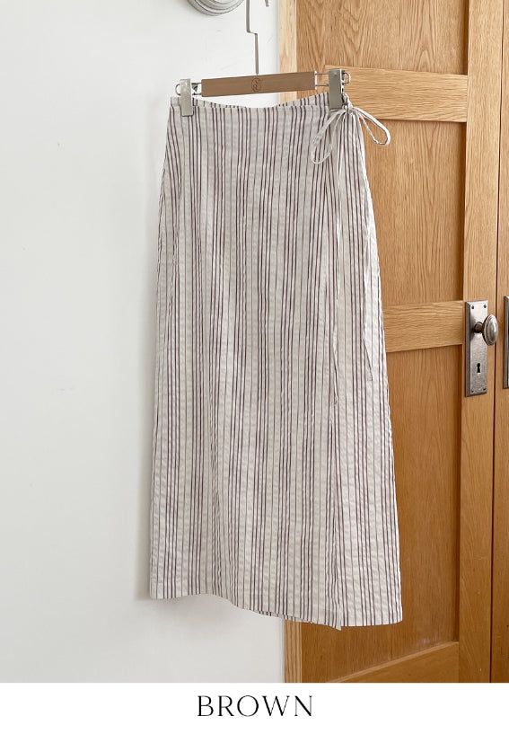 Neo Stripe Wrap Long Skirt