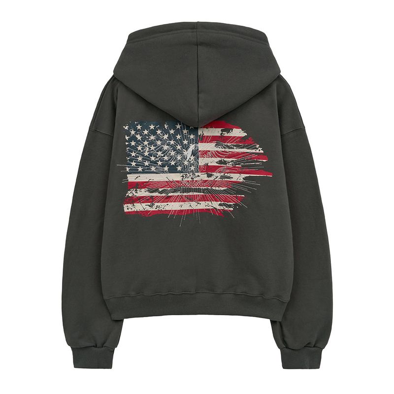 MIDNIGHT MOVE（ミッドナイトムーブ）の「eagle hood zip up (dark grey)（Tops）」