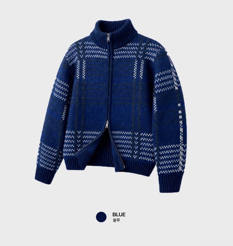 Look Aces High Neck Check Two-Way Knit Zip-Up