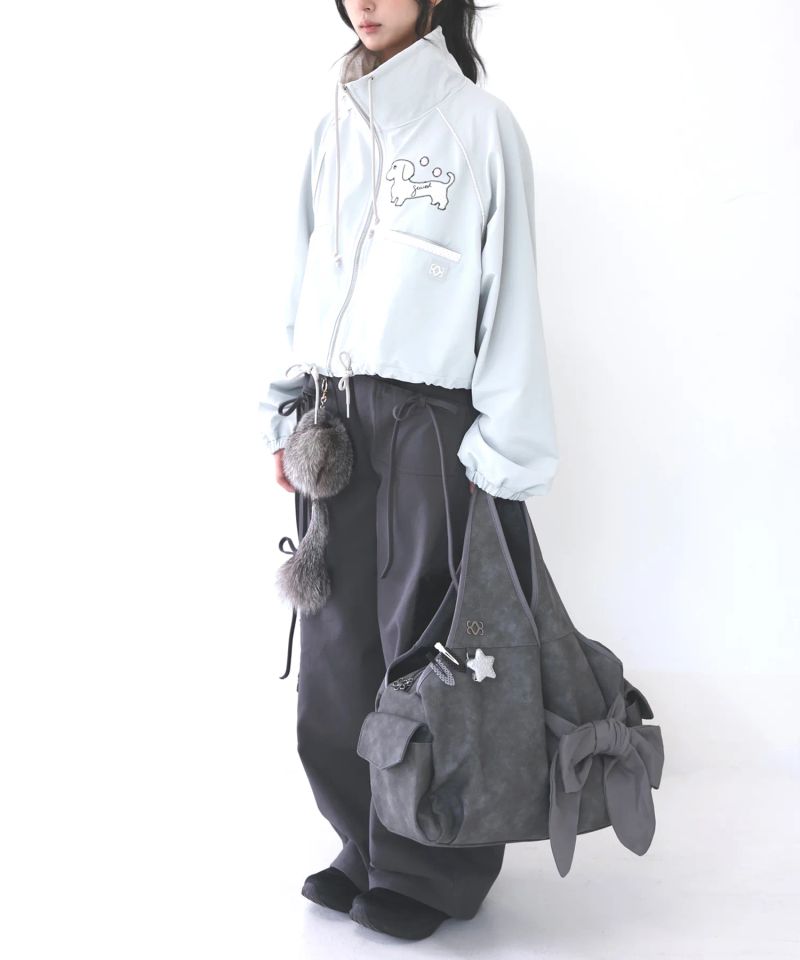 Bow Shoulder Bag (Nubuck Grey)