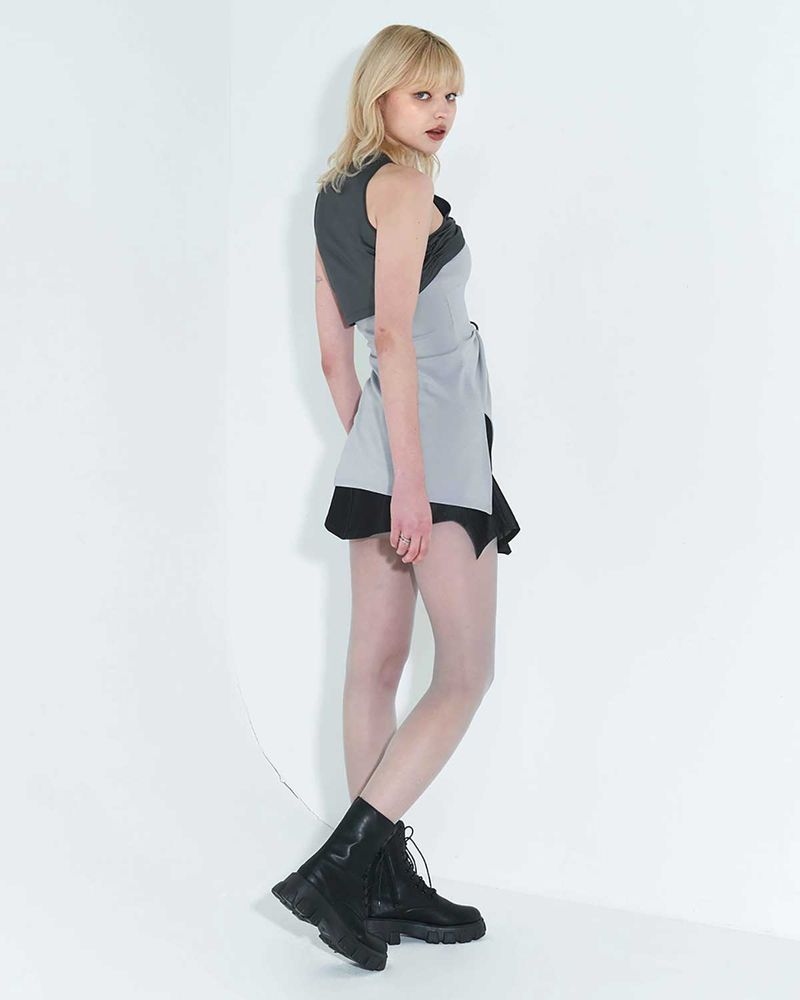 Chain Link Layered Top _ Grey