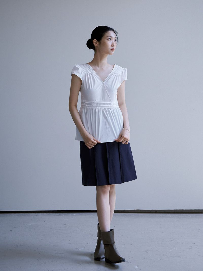 PUFF PIN TUCK BLOUSE [ WHITE ]