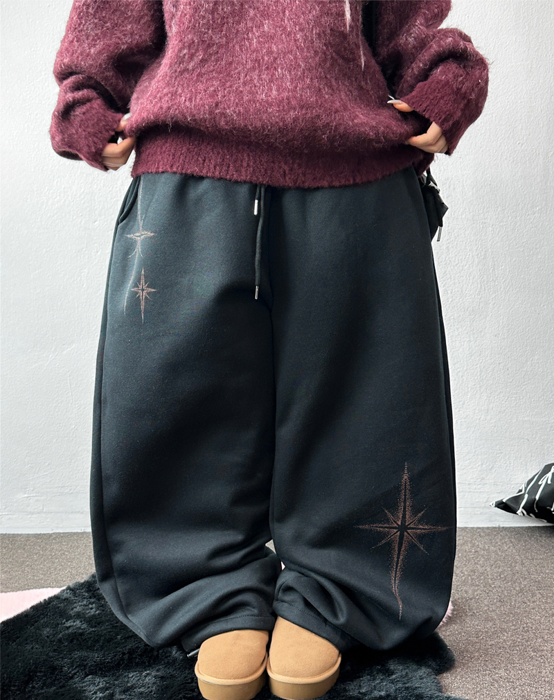 ワイドバルーンフリースラインドハッスルファイヤープリントワイドロングパンツ 🩶 3 COLOR