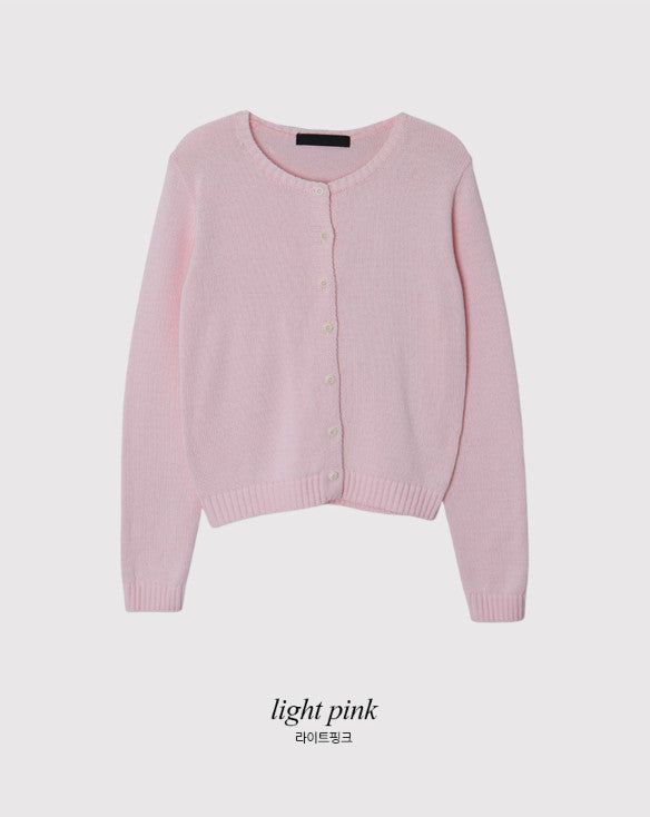 Basic Cotton100 Round Knit Cardigan (7color)