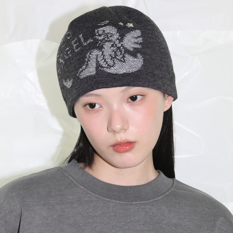 CLUT STUDIO（クラットスタジオ）の「Egg Angel Beanie - CHARCOAL（Hats）」