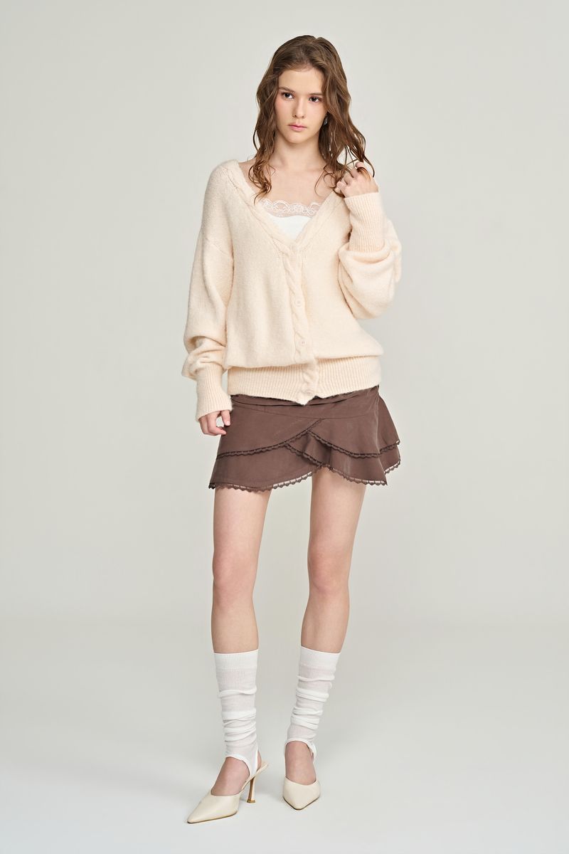 Souffle deep v-neck cardigan, Pink