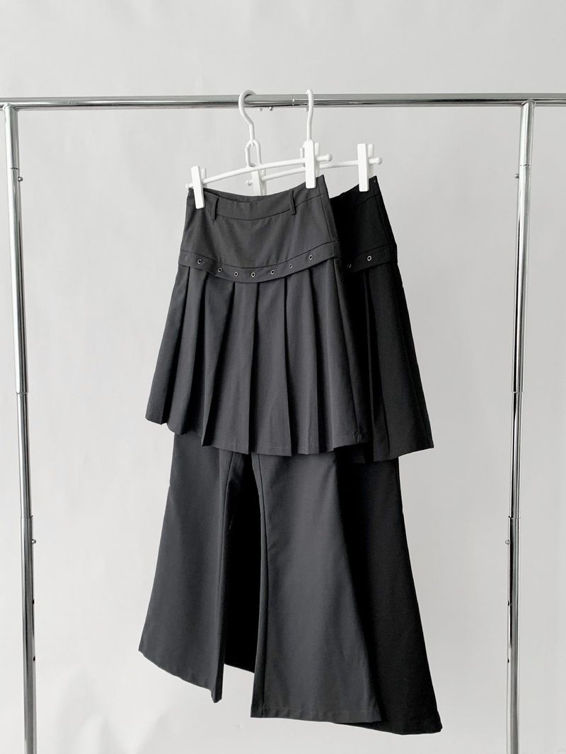 Fake Pleats Skirt Casual Pants