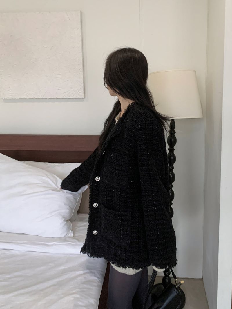 IF classic oversized tweed quilted jacket