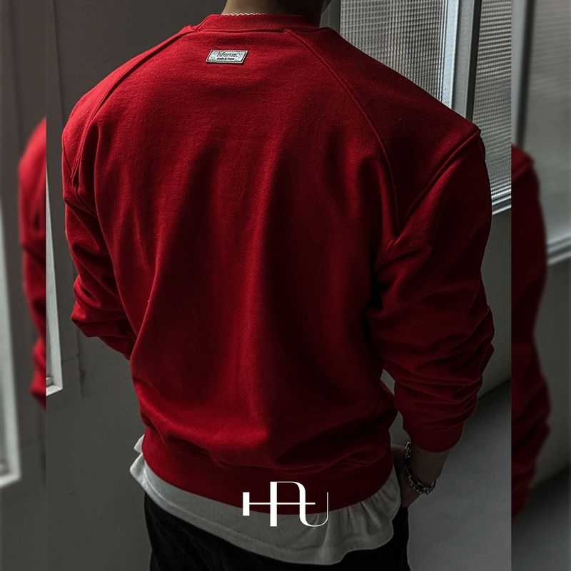 [HFORUS MADE]Layer Shoulder Sweatshirt IN RED