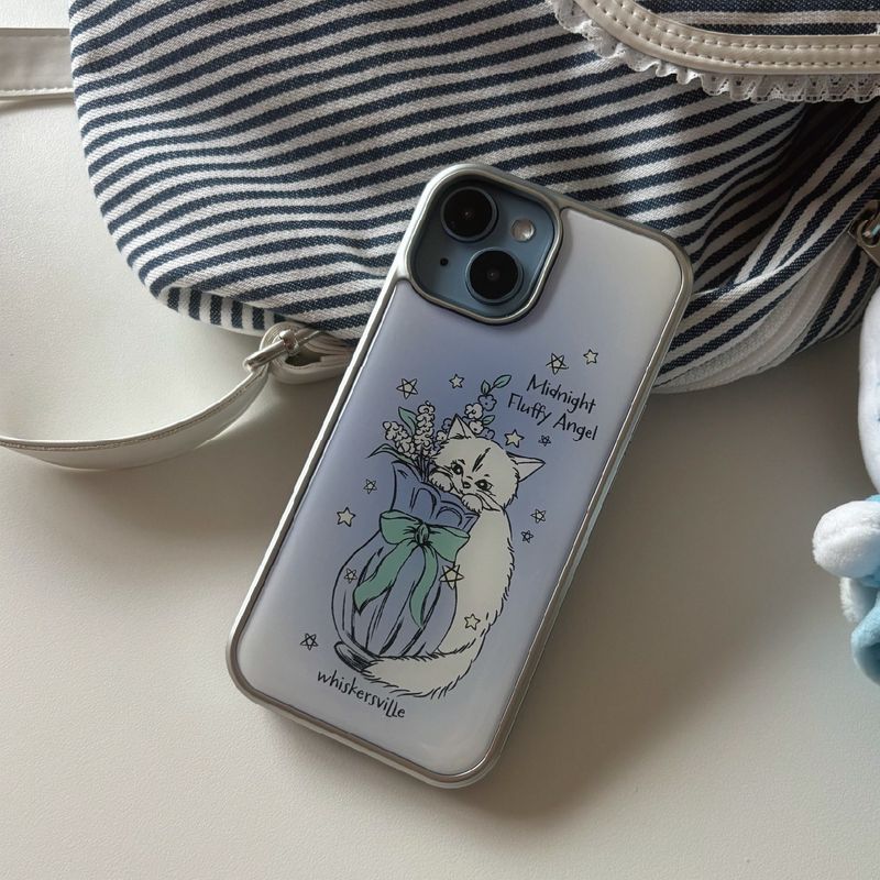 [MADE]Fluffy Cat Silver Epoxy Case